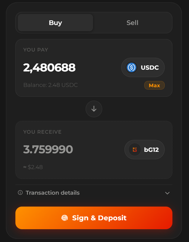 Deposit your capital